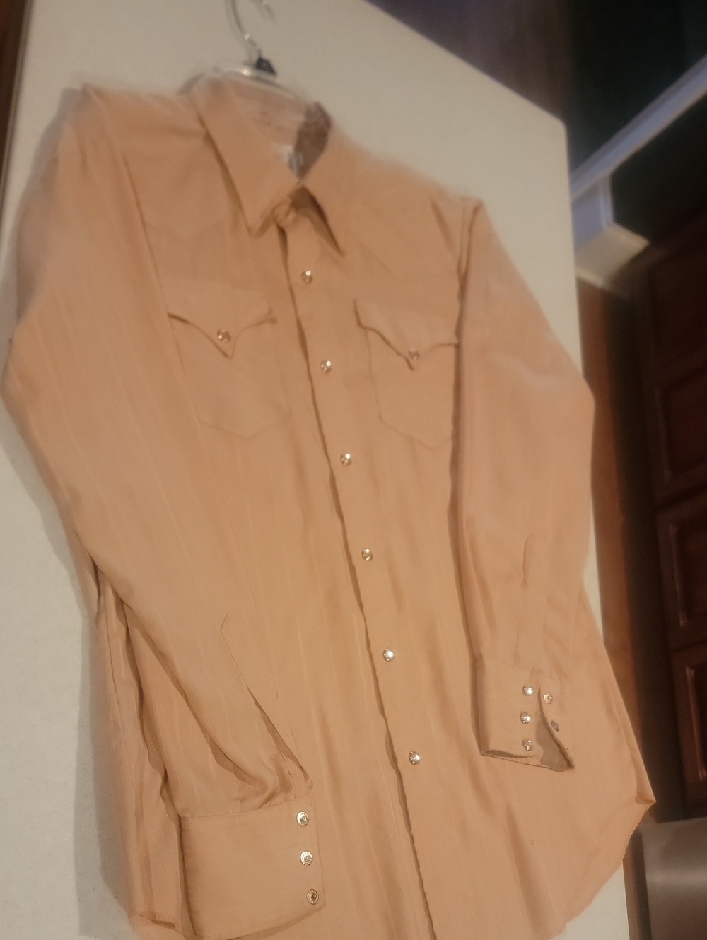 Men's H BAR C Long Sleeve Western Shirt in Light Tan L/XL